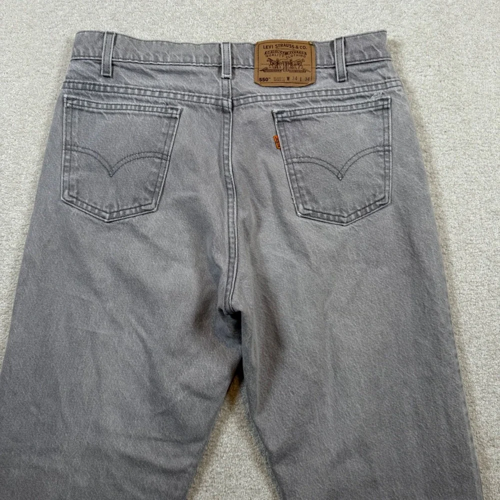 Vintage‎ 90s Levi's Gray Orange Tab 550 Relaxed Fit Tapered USA Made Size 34x34